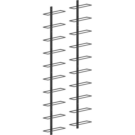 Botelleros de pared SKM para 20 botellas, 2 unidades, metal negro (1/5)