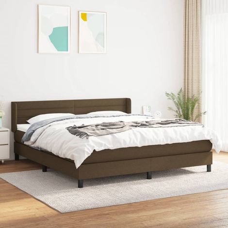Sommier à lattes de lit avec matelas Marron foncé 160x200 cm (1/5)