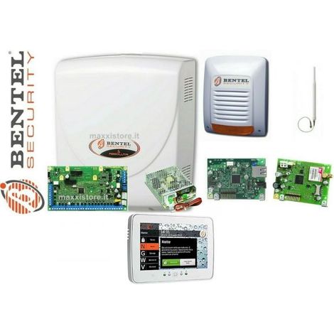 Bentel Security Kit Absoluta Plus 48 + Box + Sirena + IP + GSM + Tastiera Touch + Alim.3.6A - ABS-48-M