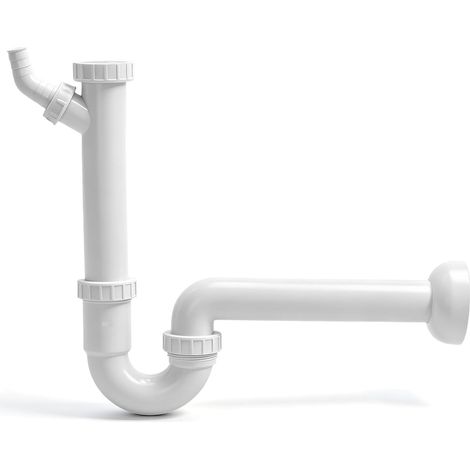 Siphon économiseur d'espace 1 1/2" avec raccord de 40 mm, siphon d'évier de cuisine, évier de cuisine pour lave-vaisselle et machine à laver, tuyau de vidange (1/5)