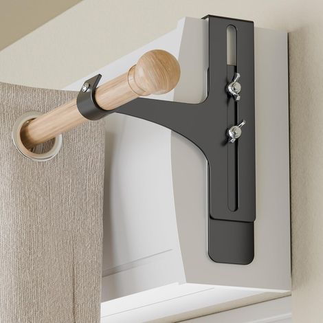 Lot de 2 supports de tringle à rideaux sans perçage, support rideau coffre volet roulant, métallique et durable, Ø20-28 mm, tringle rideau sans perçage coffre volet roulant, noir (1/5)
