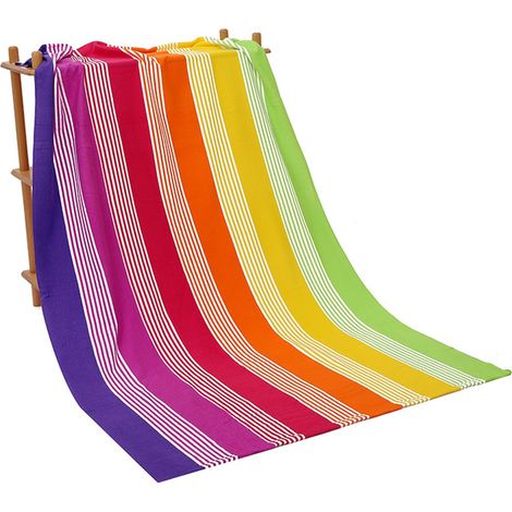 Strandtuch XL – 180 x 100 cm – Schnelltrocknend und super saugfähig – Leichtes Mikrofaser-Schwimmtuch für Erwachsene – Großes Strandtuch für Pool und Urlaub – Feine Streifen (1/5)