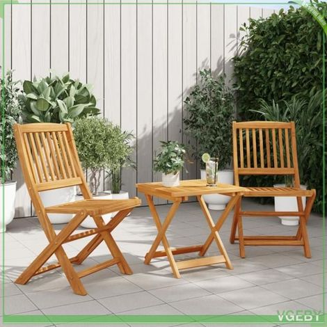 Ensemble à manger de jardin pliable 3 pcs - FAFEICY - 3206329 - Bois d'acacia massif - Pliable - Finition huilée (1/5)
