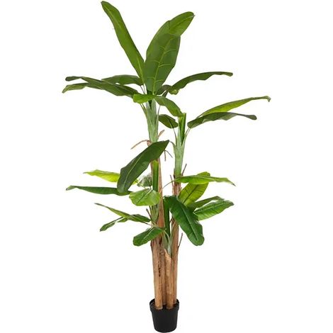 Plante artificielle arbre bananier 4 troncs avec pot - Longueur 140 x Profondeur 140 x Hauteur 285 cm (1/4)