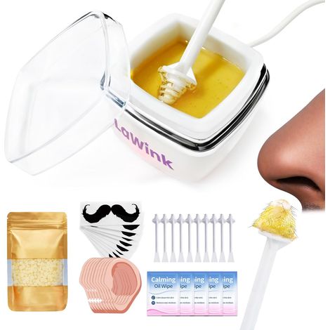 Cire Nez Epilation Nez Epilation Nez Cire Oreille Homme pour 15 à 20 utilisations Chauffage rapide Température constante USB avec 100g wax 10 patchs pour moustache (1/5)