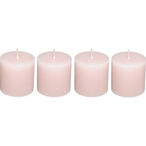 Lot de 4 Bougies Votives "Rustic" 4,5cm Rose Clair (1/3)