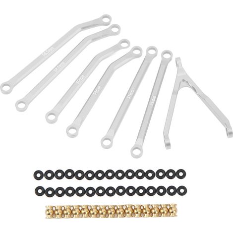 Kit de biellettes de direction RC, rotule en laiton, support, cadre de fixation, boucle en caoutchouc, accessoires de carrosserie pour voiture RC 1/24 pour Axial Silver (1/5)