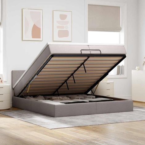 VidaXL Cadre de lit ottoman avec matelas taupe 200x200 cm tissu (1/5)
