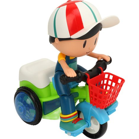 Tricycle électrique pour bébé, jouet avec sons amusants, lumières rotatives et roues universelles, motif dessin animé acrobatique (1/5)