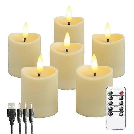 Bougies LED, bougies sans flamme vacillante, bougies rechargeables, bougies en cire véritable avec télécommande, blanc laiteux (1/5)