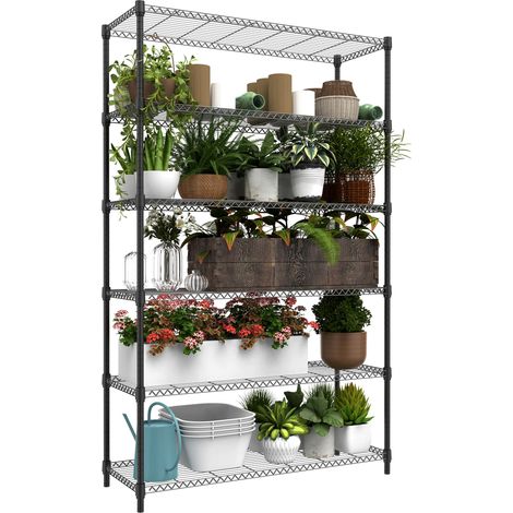 Étagère en métal à 6 niveaux pour charges lourdes, jusqu'à 953,4 kg, étagère de rangement extra solide pour garage, atelier, cave, entrepôt, buanderie et salle de loisirs, noir, 45 x 120 x 209,2 (1/5)