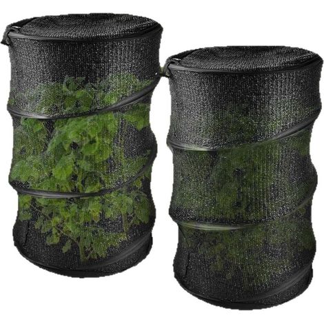 Pack de 2 cloches de protection rondes noires pop-up 33x50cm avec zip, barrière anti-insectes et oiseaux incluant 8 piquets (1/5)