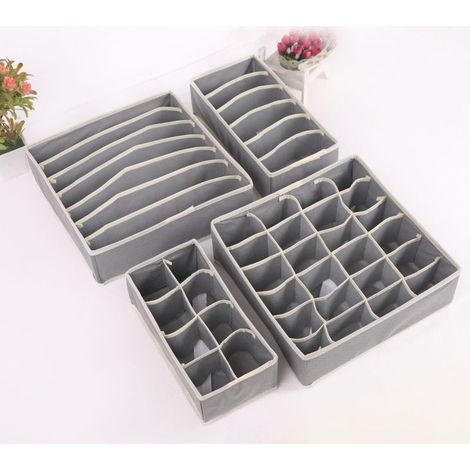 Lot de 4 boîtes de rangement pliables en filet pour sous-vêtements domestiques (1/3)