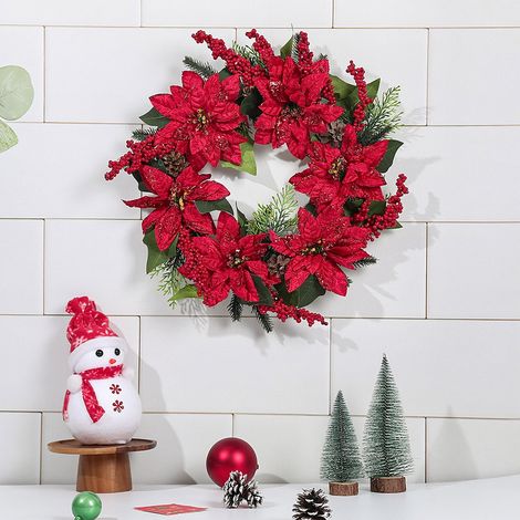 Guirlande De Noël En Bois - 35 X 35 Cm - Décoration Porte Fenêtre Mur Intérieur Extérieur - 1 Pièce (1/4)