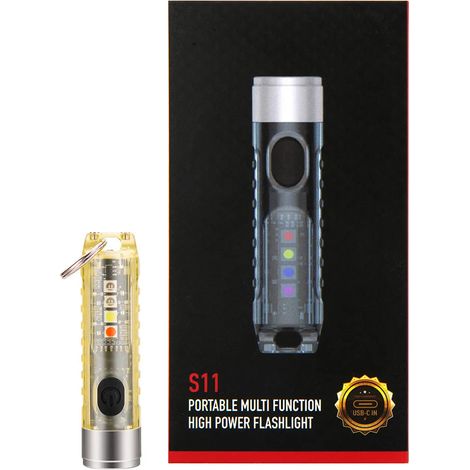 (Jaune) Mini lampe torche LED pour le camping en extérieur, format de poche et longue durée de vie de la batterie. (1/5)