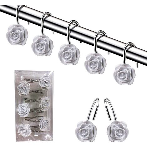 Rideau de douche lot de 12 rose pour salle de bain