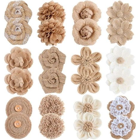 Fleur En Lin - 24 Pièces - Décoration Rustique Faite Main - Pour Bouquets DIY, Mariage, Décoration Intérieure Et Fêtes (1/4)