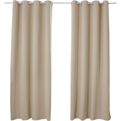 WOLTU Lot de 2 Rideaux occultant à Oeillets, Rideau Isolant intérieur 135x245cm, Sable VH5877sd-2 (1/5)