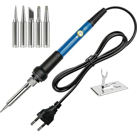 Soldering Iron 60 W Adjustable, 5 Replacement Tips Tin Soldering Holder (1/5)