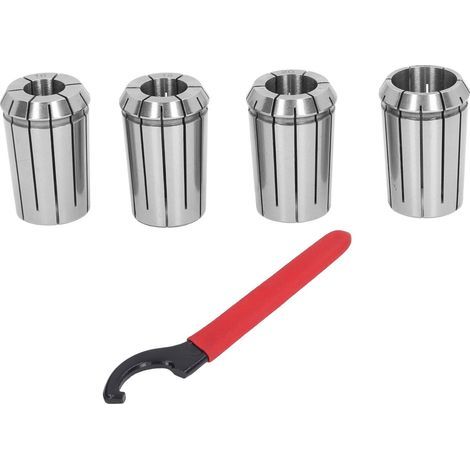 Satz mit 4 Spannzangen aus Federstahl, 25 oz, mit Schraubenschlüssel, für CNC-Dreh-, Fräs- und Bohrmaschinen, Durchmesser 16, 18, 20, 25 (1/5)