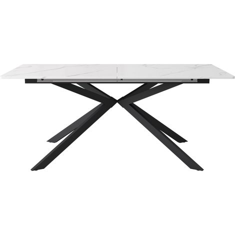 Tavolo da pranzo allungabile rettangolare in MDF nero e bianco 180 x 70 x 75,5 cm HOMVRA (1/5)
