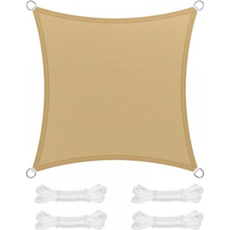 Ineasicer Voile d’Ombrage 3.6 x 3.6 m, Protection Solaire en Tissu HDPE, Respirant, Perméable à l’Eau, pour Terrasse, Jardin, Balcon, Camping, Carré, Concave, Jaune Sable (1/5)