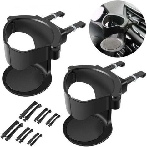 Porte Gobelet Voiture, 2 Pcs Porte-gobelet Ventilation de Voiture, Porte-gobelet réglables pour Auto pour Grille daération de Voiture, Support de Bouteille pour Tasse à Café(Noir) (1/4)