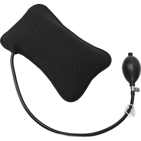 Coussin de soutien lombaire gonflable à pression manuelle, réglable, pour voiture, voyage et bureau, noir (1/5)