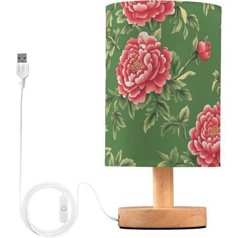 Lampe de table LED verte et rouge à fleurs chinoises pour (1/5)