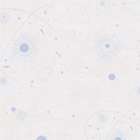 Papel pintado infantil Profhome 771311 papel pintado no tejido liso con dibujo gráfico mate crema blanco-crema azul claro beige 5,33 m2