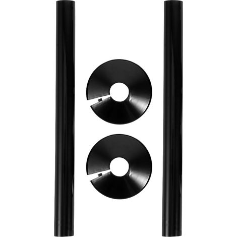 Kit de cache-tuyau décoratif (2 pièces, anneau noir de 15 mm + tuyau noir de 200 mm), adapté aux radiateurs et chauffe-eau à gaz. (1/2)