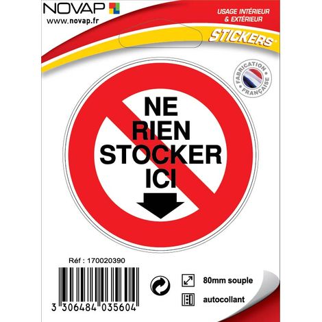 Panneau Interdit de stocker ici - Vinyle adhésif Ø80mm - 4035604