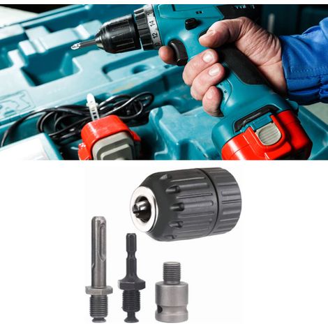 10-mm-Bohrfutter-Set mit 4 Adaptern mit rundem Sechskantschaft, Anschluss für elektrischen Schlagschrauber-Konverter (1/5)