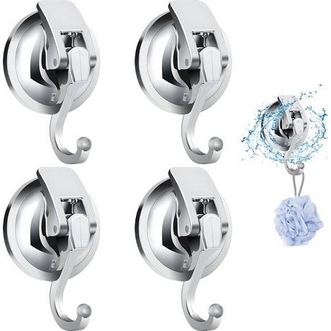 4PCS Crochet Adhesif Mural, Crochet Ventouse, Patere Murale sans Percer, Porte Manteau Mural pour Cuisine, Salle de bains, Caravane, Bureau et Chambre