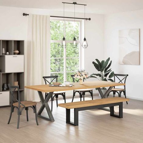 Banc de salle à manger en pin massif, pieds en U, 180x40x45 cm (1/5)
