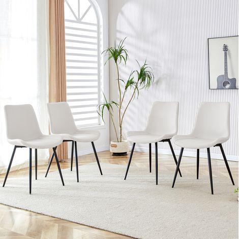 Silla comedor ergonómica PU y metal blanco negro OKMYHOME (1/5)