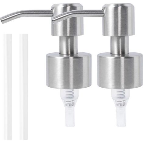 2 pompe di ricambio per dispenser di sapone in acciaio inossidabile, design moderno, acciaio spazzolato, pompa resistente in acciaio inossidabile per flaconi dispenser (1/5)