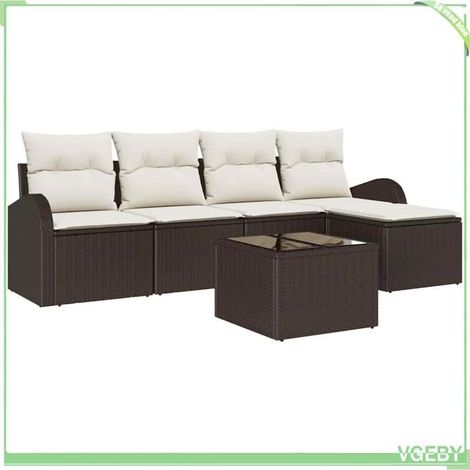 Ensemble canapé de jardin 6 pcs - FAFEICY - Modulaire - Marron - Poly rotin & acier - Résistant aux UV (1/5)