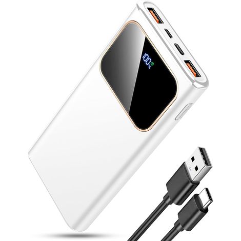 Batterie Externe 10000mAh, 22.5W Charge Rapide Power Bank Ultra Mince Charge 60% en 30 min, USB-C Entrée/Sortie, Charge 3 Appareils, Écran LED, Design Mince (1/5)