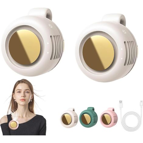 Lot de 2 Ventilateurs Rechargeables Silencieux, Ventilateur Personnel USB pour Bureau-Beige (1/5)