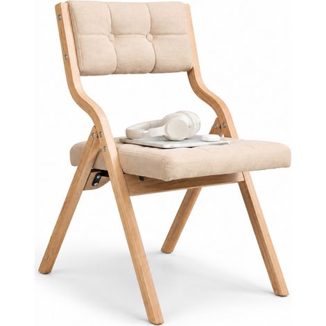 Sillas plegables de madera con cojín 2 unidades color caqui (1/5)