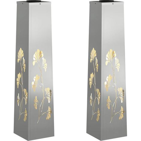Set di 2 lampade da terra solari LED da esterno 18 x 18 x 80 cm design moderno durevole in zincato arrugginito 020052578