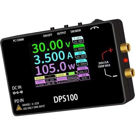 Alimentation 100 W écran couleur 6,1 cm Régulateur de tension réglable Prend en charge les préréglages et l'alimentation variable en temps réel pour l'électronique (1/5)