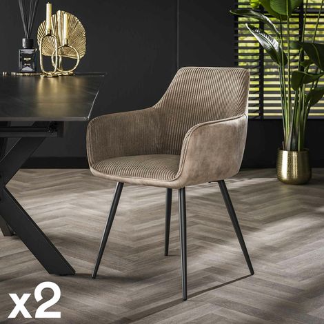 Fauteuil de table beige sable bi-matière (lot de 2) GALWAY (1/5)