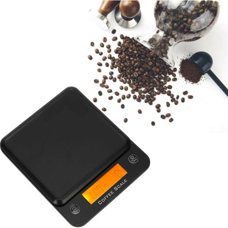 Balance à café avec écran LCD électronique et minuterie automatique pour la cuisson et la pâtisserie, pré-charge : 0,1 g, poids : 3 kg-AquaForge (1/5)