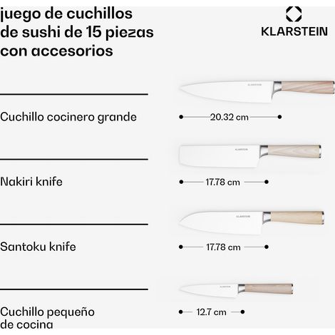 Klarstein Juego de cuchillos para sushi Shibui 15 piezas 4 cuchillos con prácticos accesorios (1/5)