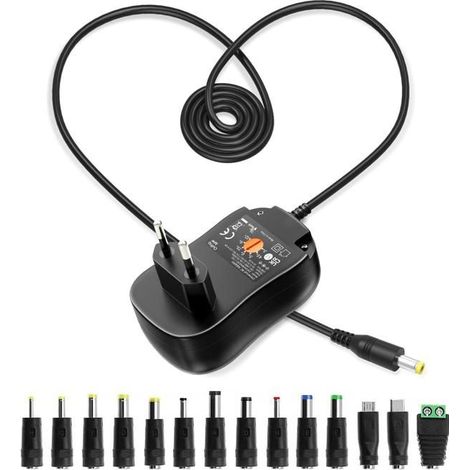 Chargeur universel 30W multi-tension 3-12V – USB 5V – AC/DC – Pour électroménager (1/5)