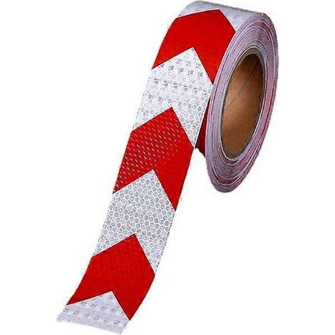 Ruban de signalisation réfléchissant 25 m x 5 cm, ruban de sécurité réfléchissant pour flèches de signalisation, panneau d'avertissement, haute visibilité, haute intensité, flèche rouge et blanche (1/5)