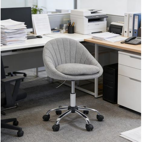 Sedia da ufficio in tessuto grigio 52 x 72–82 x 52 cm, girevole 360°, altezza regolabile, con ruote (1/5)