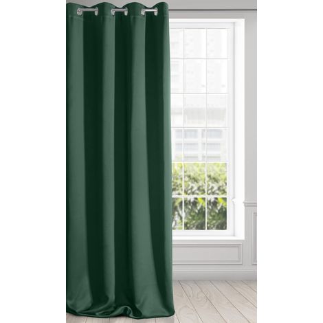 Eurofirany LOGAN Tenda Oscurante Extra Lunga - 1 Unità, Occhielli, Blocco della Luce, Oscuramento della Stanza, Camera da Letto, Soggiorno, 135x250 cm, Verde Scuro (1/4)